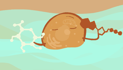 A cell floating in a in a well on a plate eats a molecule 